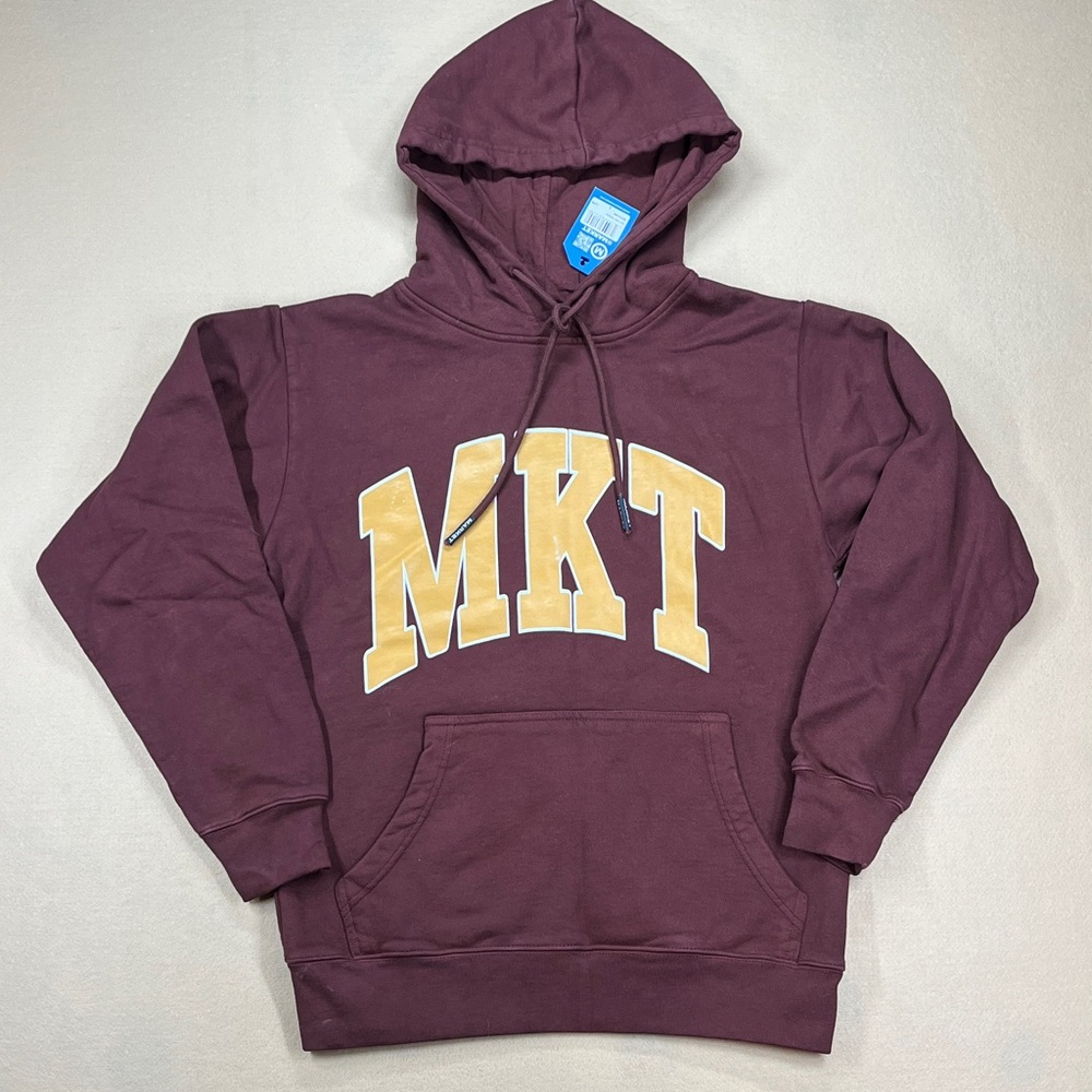 NWT Brown Market MKT Logo Acorn Hoodie